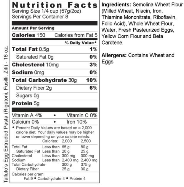Fresh Cut Rigatoni 10 oz. Talluto's Pasta
