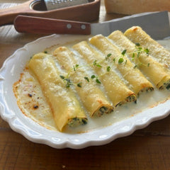 NEW! Chicken Cannelloni with Spinach and Ricotta Salata with Shallot Cream Sauce